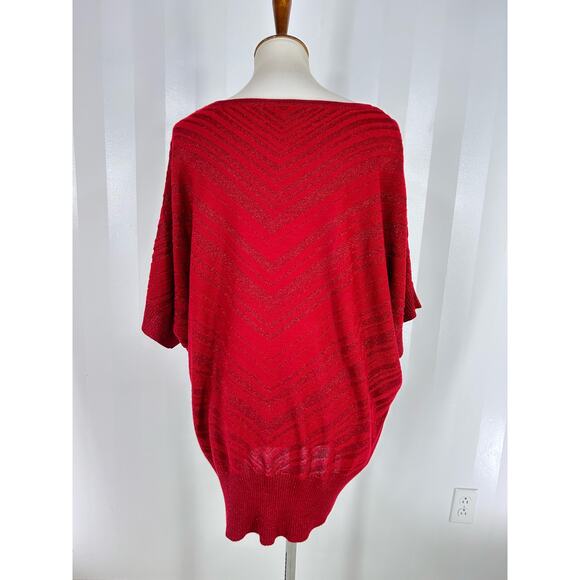 LINDA MATTHEWS Women’s Sparkling Red Lightweight Sweater Sz 1X - Picture 4 of 8